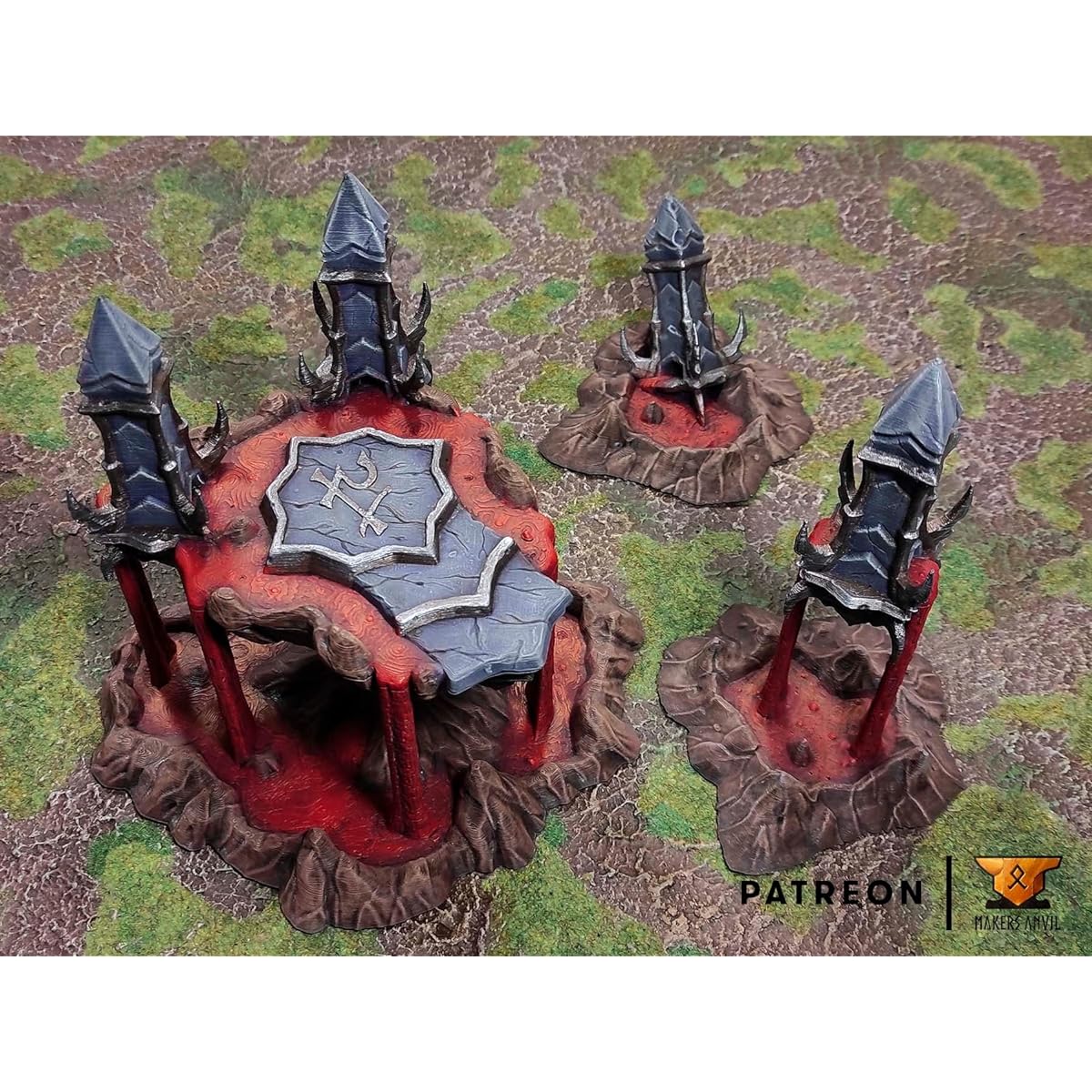 Makers Anvil's Dark Elven Decay Island and Pillars 3D Printed Tabletop RPG Scenery and Wargame Terrain for 28mm Miniatures