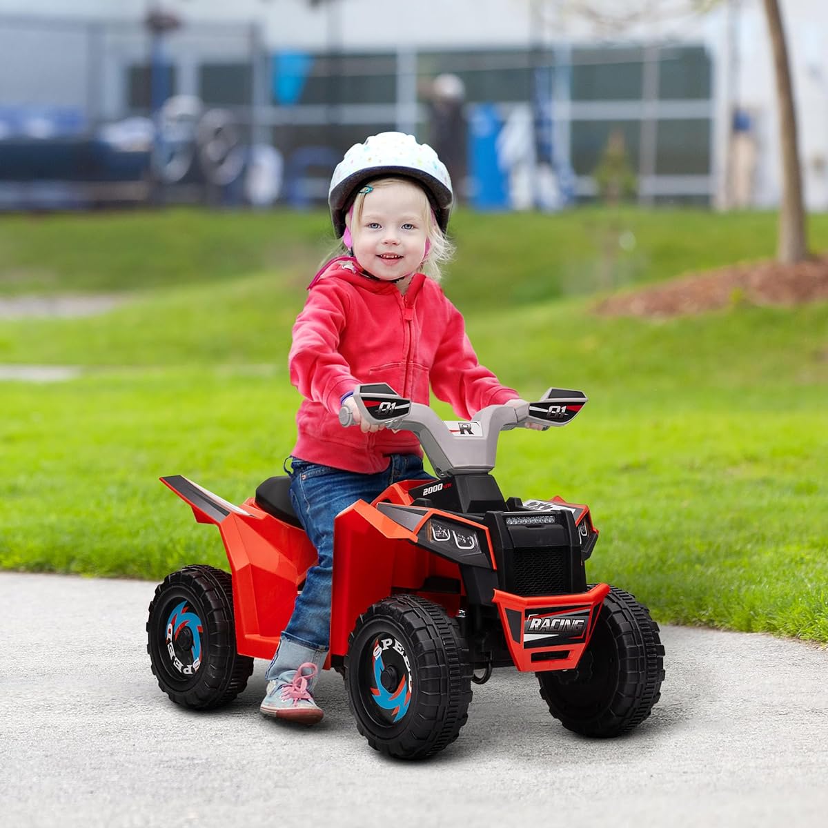 Aosom Kids ATV Quad Car 6V Four Wheeler with Forward and Backward Function Wear-resistant Wheels for Toddlers 18-36 Months Red