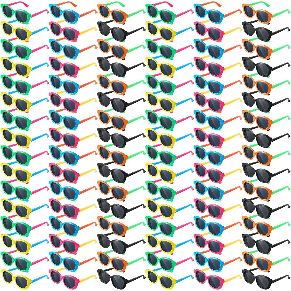 Macarrie 120 Pack Kids Sunglasses, Bulk Neon Sunglasses for Children, Plastic Toddler Sunglasses, Pool Party Favors, Halloween/Beach/Birthday Party/Pool/Wedding Party Supplies, Goodie Bag Favors