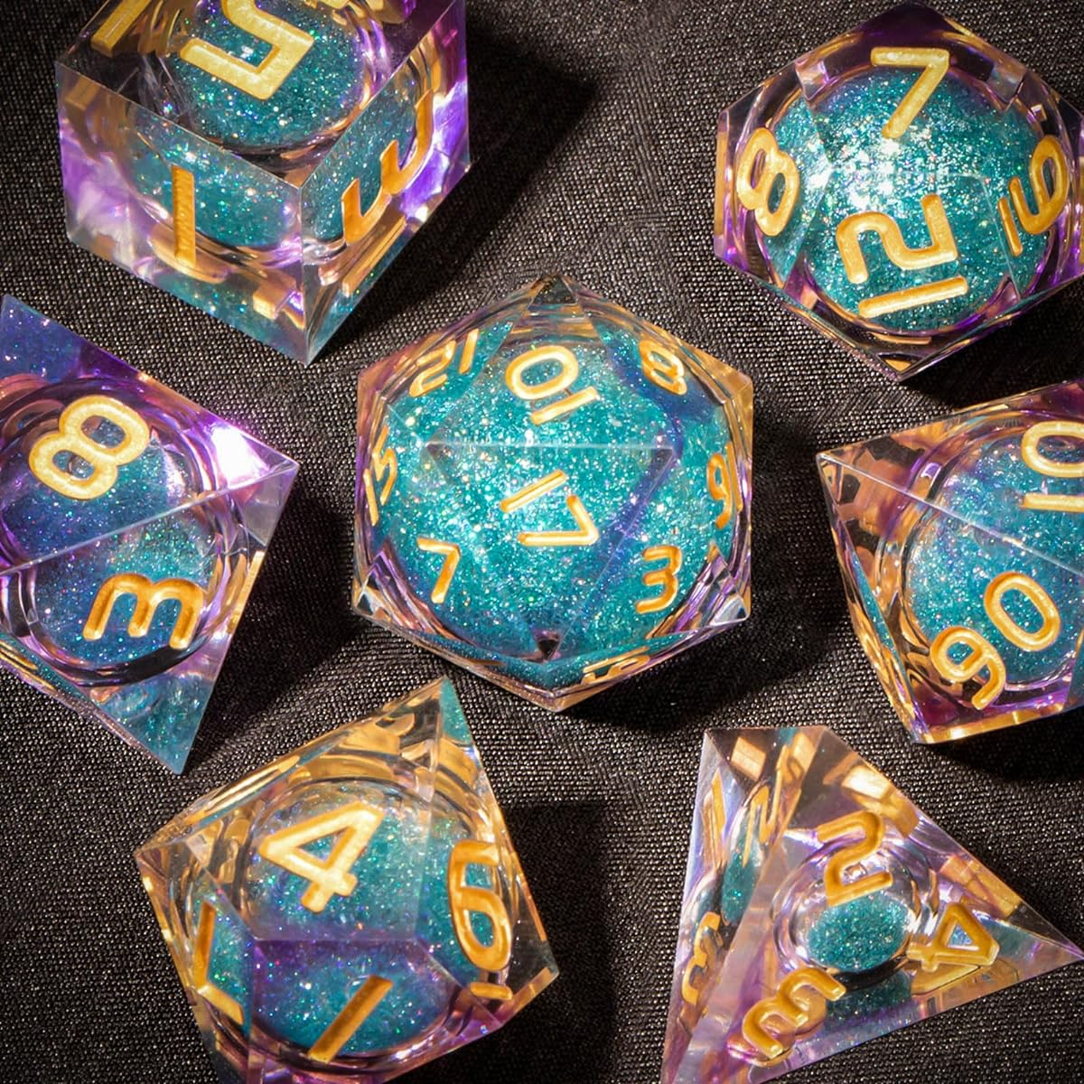 Purple Blue Polyhedron Dungeons and Dragons Dice