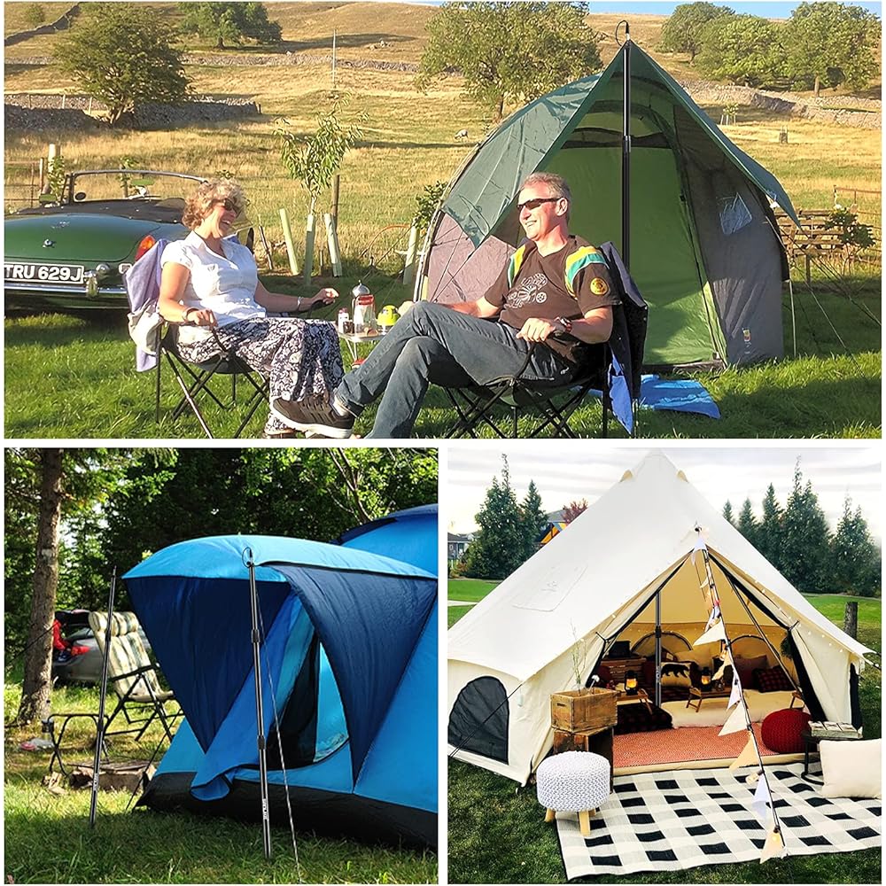 SANLIKE Tarp Pole, Canopy Pole, Tent Pole, Made of Glass Fiber, Lightweight & High Strength, Stretchable, Sub Pole, Main Pole, For Camping, Outdoors, Setup, Black, 2 Pieces, 2.15m/2.5m Available