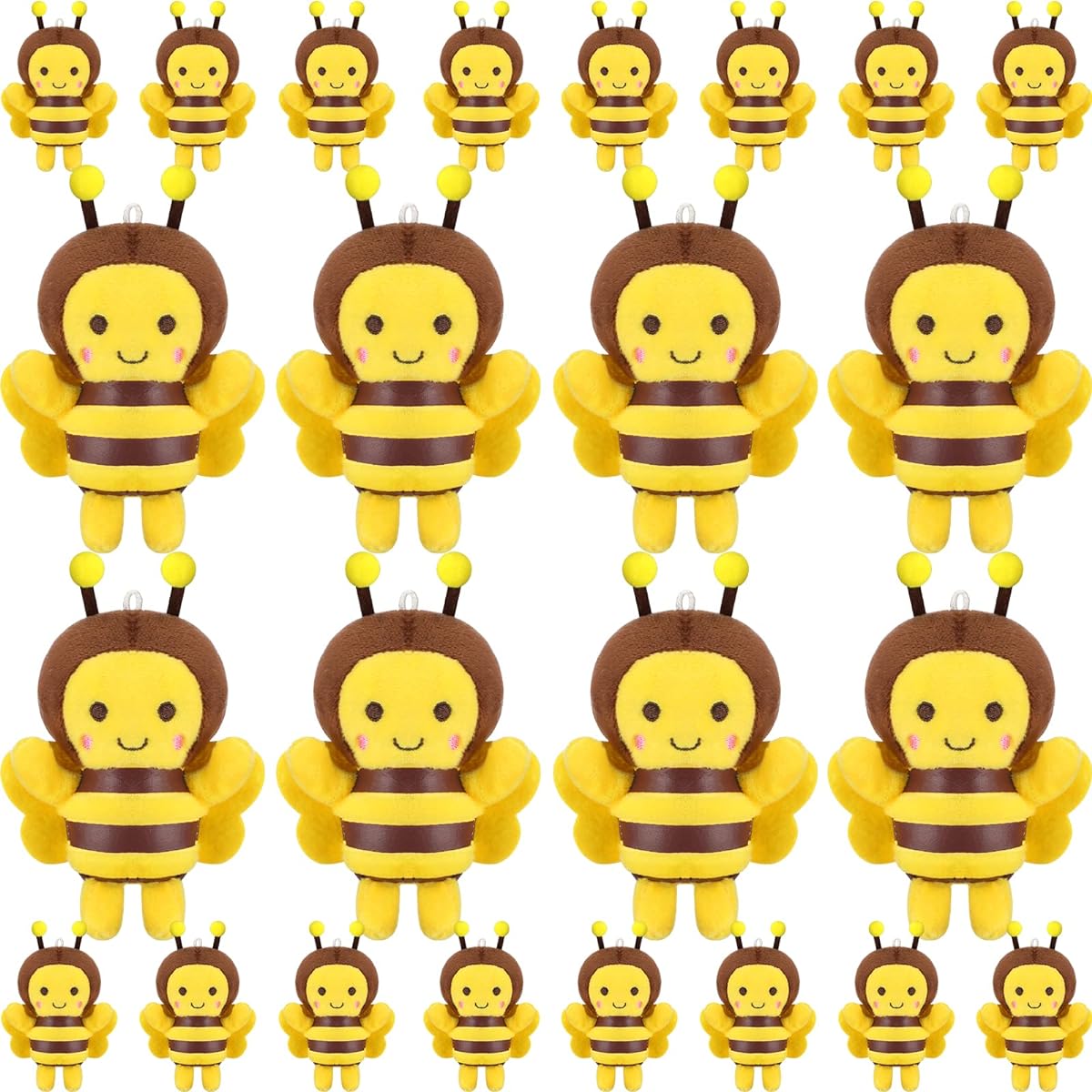 24pcs Stuffed Animals 5" Honeybees Plush Soft Honeybee Decorations Stuffed Bees Party Decorations Bee Plush Toys Birthday Party Decorations Gift Supplies Keychain DIY