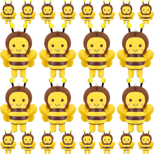 24pcs Stuffed Animals 5" Honeybees Plush Soft Honeybee Decorations Stuffed Bees Party Decorations Bee Plush Toys Birthday Party Decorations Gift Supplies Keychain DIY