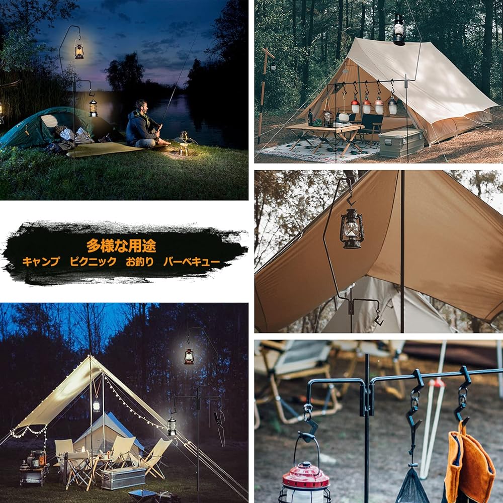 Lantern stand, drive-in type, lantern hanger, cast iron lantern pole, multi-functional lantern stand, lightweight, compact, outdoor, for camping/fishing/bonfire parties, comes with a lantern hook, can be combined freely, comes with a dedicated storage ca