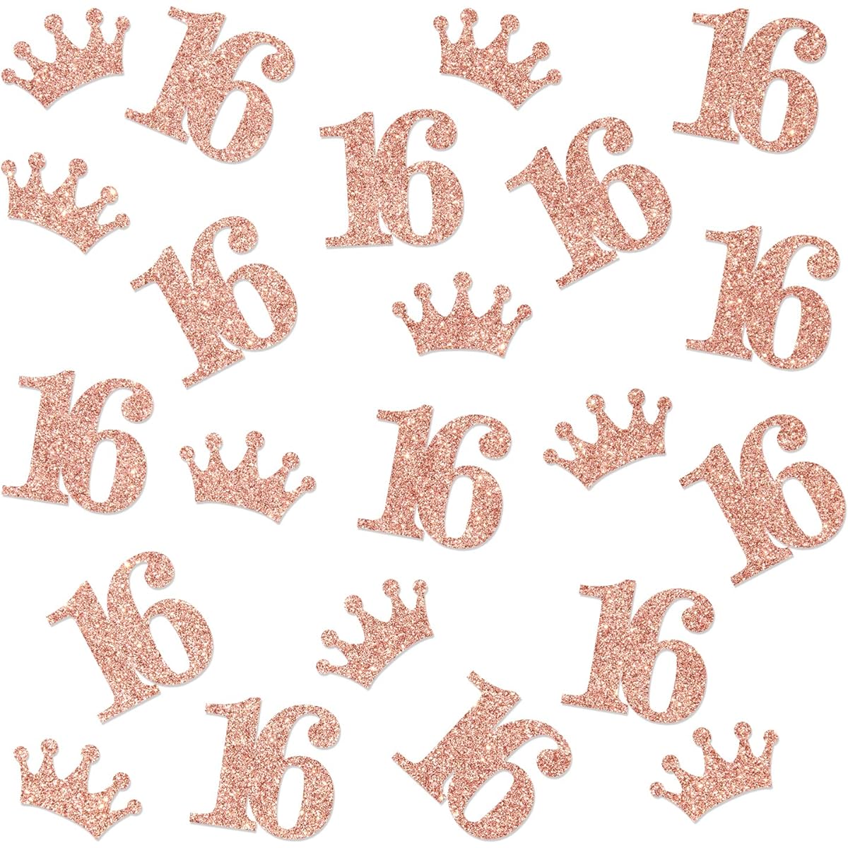 Rose Gold Happy Sweet 16 Table Confetti, Glitter Paper 16th Birthday Confetti, Number 16 Table Confetti, 16th Birthday/Anniversary Party Supplies (30g)