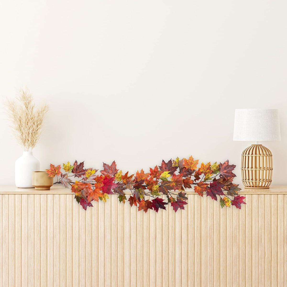 Nearly Natural 4939 Maple Leaf Garland, 60-inch, Multicolor/Orange