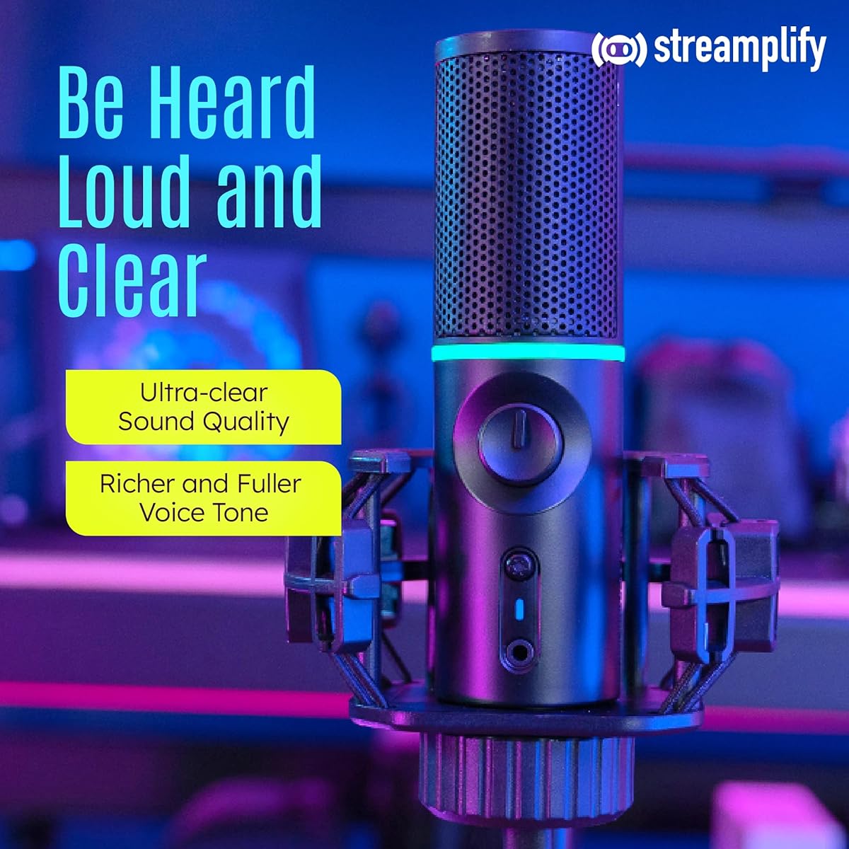 Tripod Microphone ARM RGB Cardioid Microphone for Streaming, Recording, and Podcasting