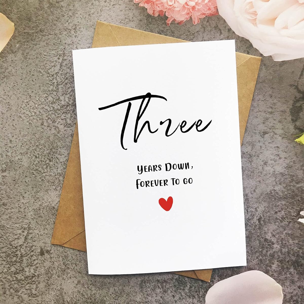 3rd Anniversary Cards Three Years Down Forever To Go Romantic 3rd Valentine's Day Wedding Cards for Couples
