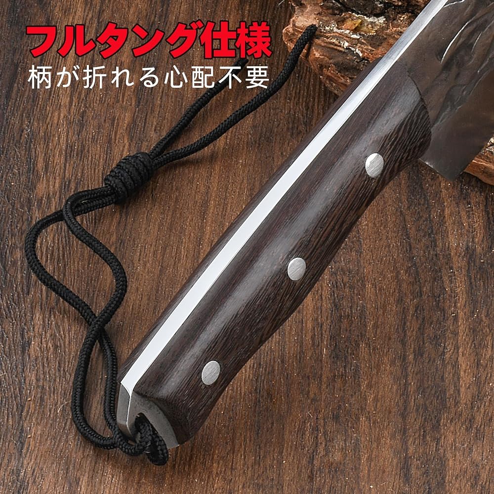 HIROSHI High Carbon Stainless Steel Hatchet, Machete, Waist Hatchet, Large Survival Knife, Outdoor Large Knife, Badoning, Firewood Splitting, Pruning, Portable Bag Included, Fishing, Mountain Climbing, Camping, Earthquake, Disaster Prevention, Kitchen Kn