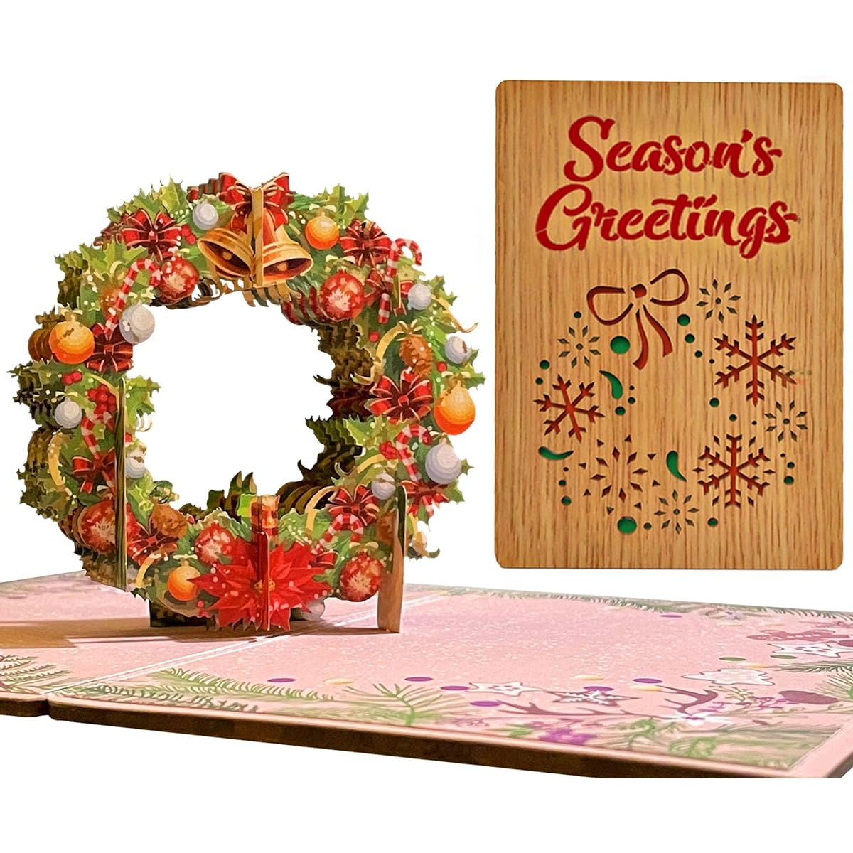 HeartSpace | Pop Up Christmas Cards | Handmade Sustainable Bamboo 3D Christmas Cards | Unique Christmas & Holiday Cards | Memorable Wooden Keepsake | Christmas Cards with Envelopes | Season's Greetings