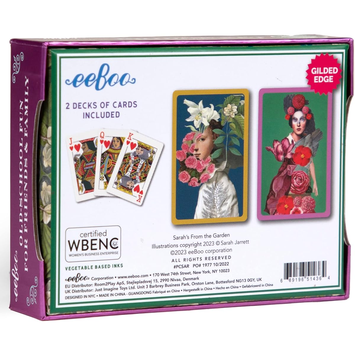 eeBoo Piece and Love Sarah's from The Garden Bridge Playing Card Set (2 Decks) Ages 14 and Up