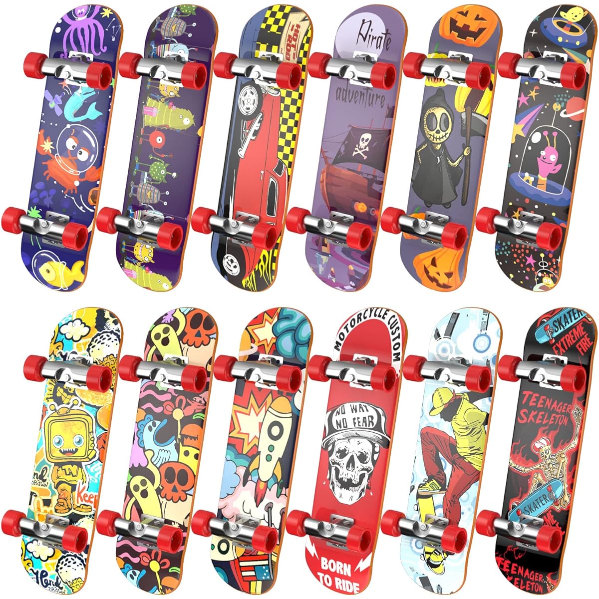 TIME4DEALS Mini Fingerboard Finger Skateboard Toys, 12pcs Professional Fingerboard Finger Toys Set Creative Fingertip Movement Party Mini Skateboard Finger Sports Favors Kids Party Novelty Toys