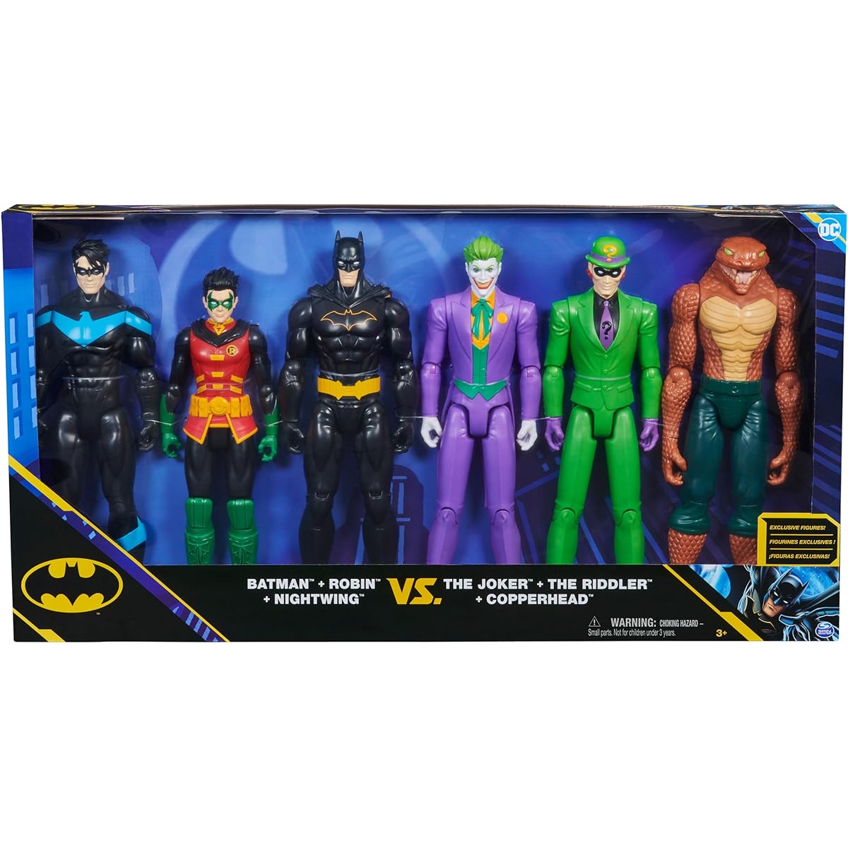 DC Comics Batman 6 Pack | Batman Robin Nightwing Joker Riddler Copperhead 12" Action Figures Kids Toys Ages 3+ for Boys and Girls