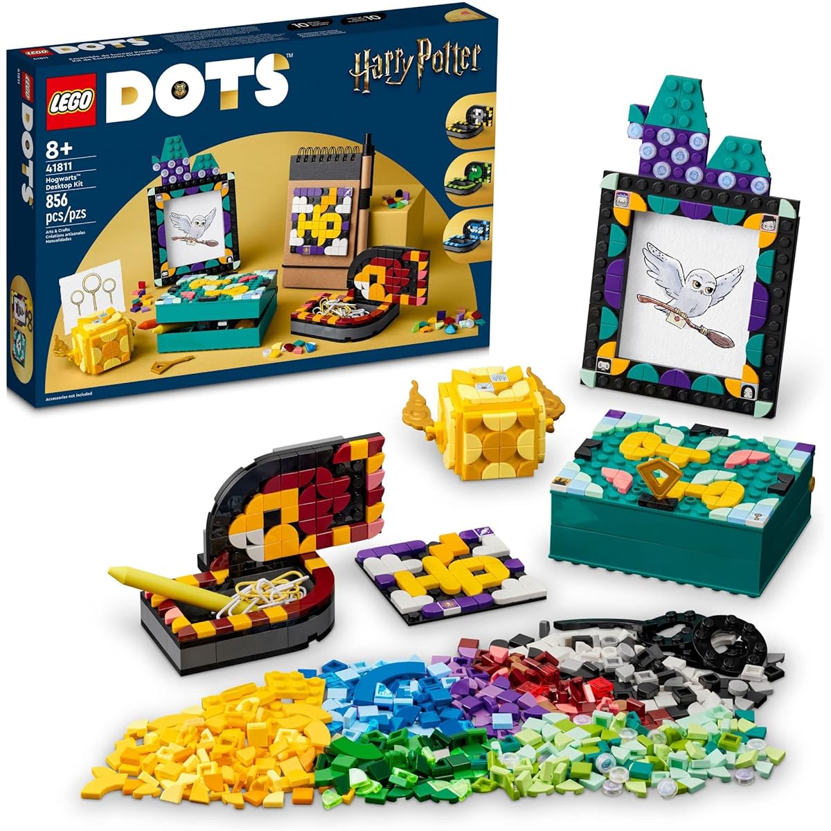 LEGO DOTS Hogwarts Desktop Kit 41811 DIY Harry Potter Back to School Accessories and Supplies Desk Decor Items and Patch Stickers Craft Toy Perfect Easter Gift for Kids