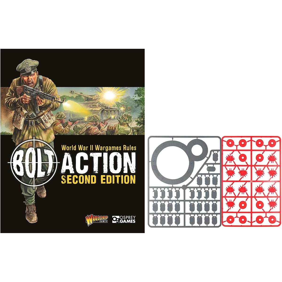 Warlord Games Bolt Action Miniatures Bundle: Core Rulebook, Fire Template, Warlord Pin Marker (3 Items)