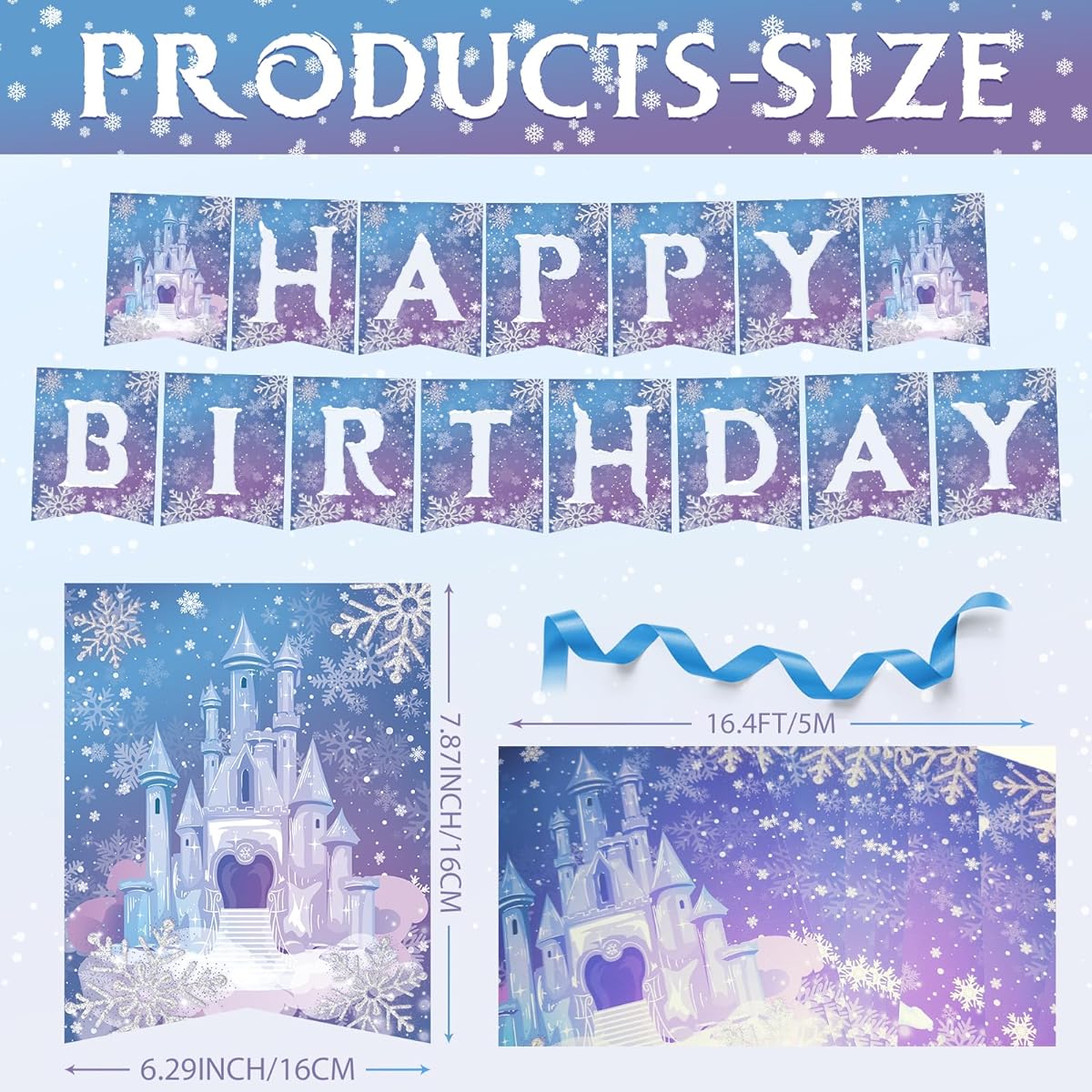 OTTPOOM Frozen Birthday Party Banner Frozen Party Decorations Winter Snowflake Happy Birthday Banner Winter Wonderland Christmas Party Supplies Favors