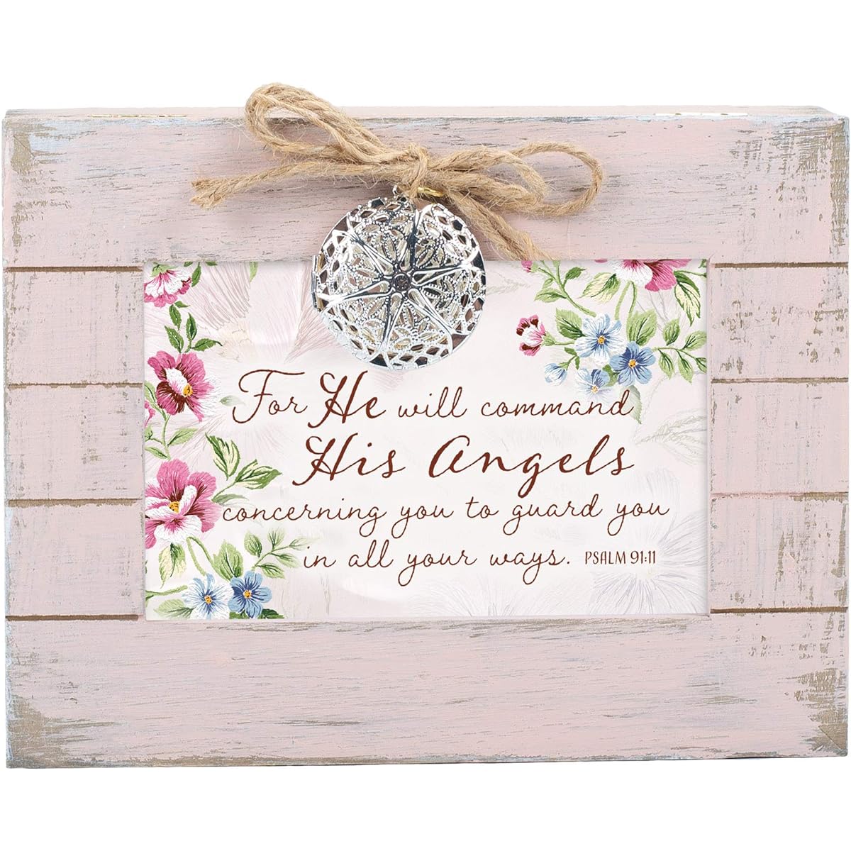 Cottage Garden He Will Command His Angels Blush Pink Wooden Rocket Music Box Amazing Grace