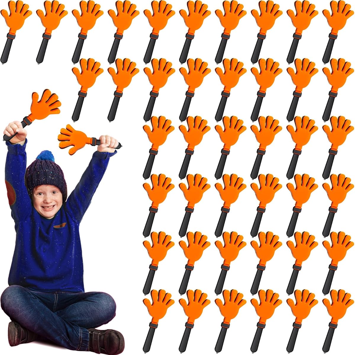 Hand Clapper 48pcs Bulk 7.5 x 3.5 Inch Noise Maker Party Favors Clap Sound Maker Cracker Birthday Game Prize Class Rewards Football Sports Event Cheers Supplies