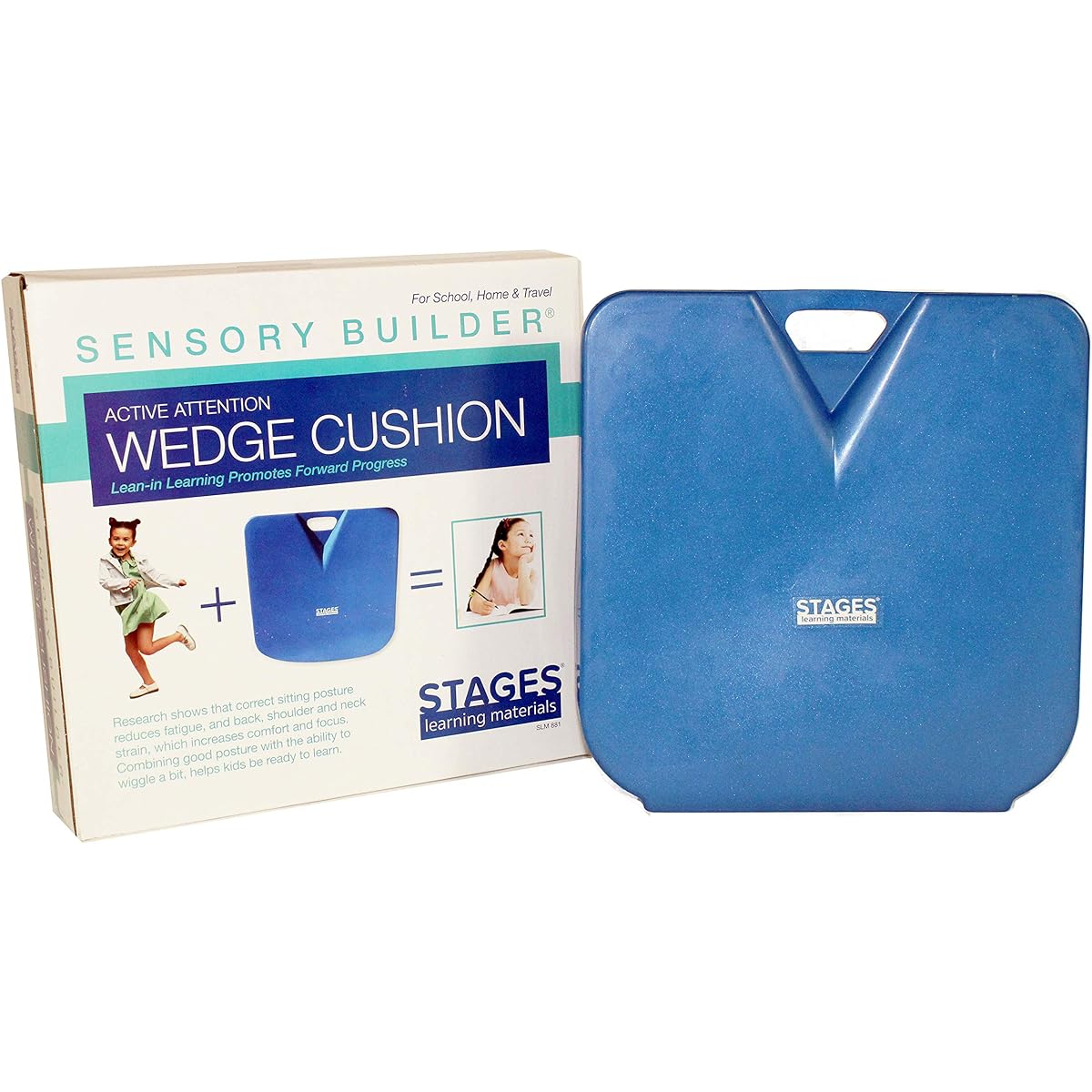 Stages Learning Sensory Builder Active Attention Wedge Cushion Fidget Kids Seat Blue Makers of Language Builder (881)