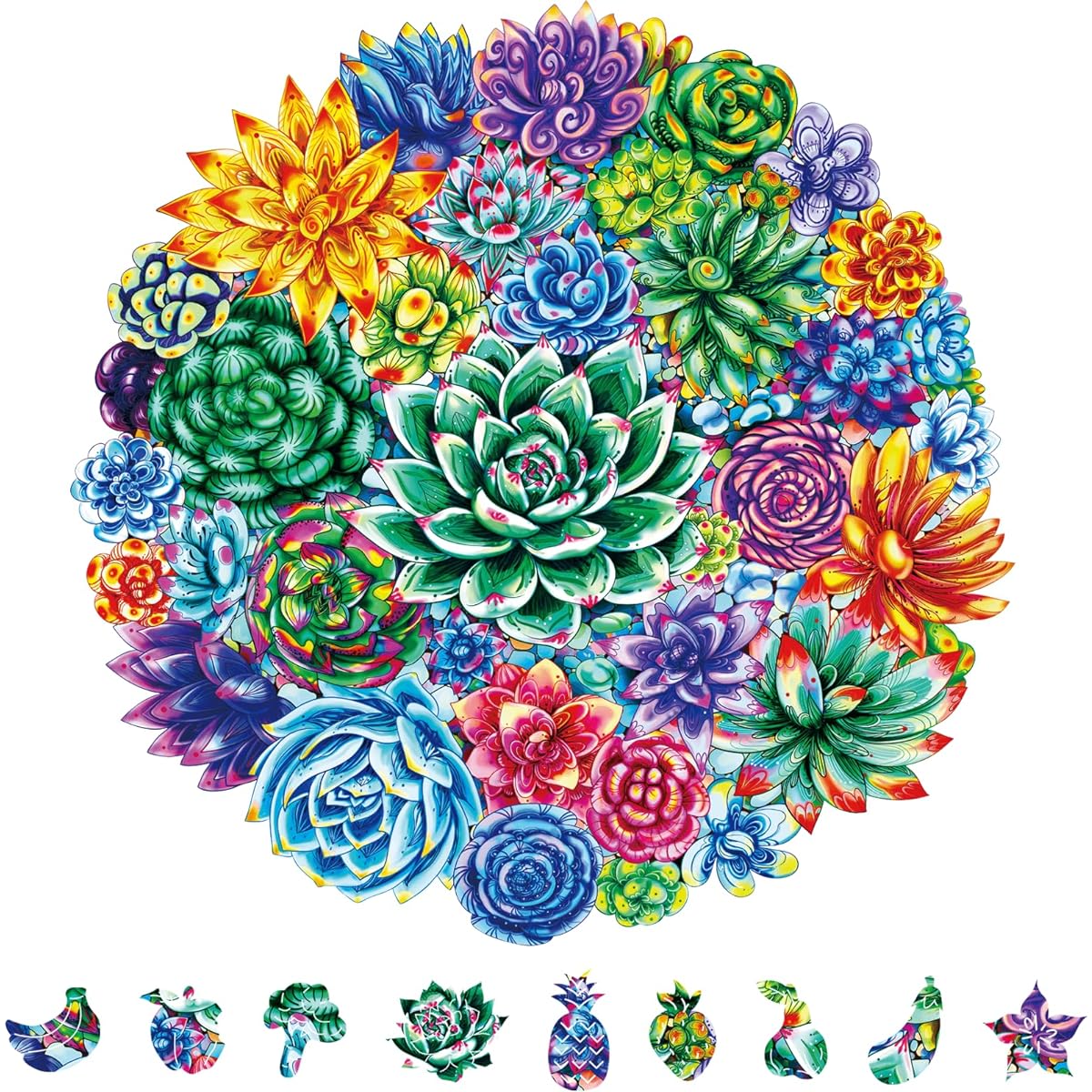 CLAORD Succulents Wooden Puzzle for Adults - 200 Pieces Unique Design Gifts for Teens and Adults Freedom Jigsaw Puzzle Wood Adult