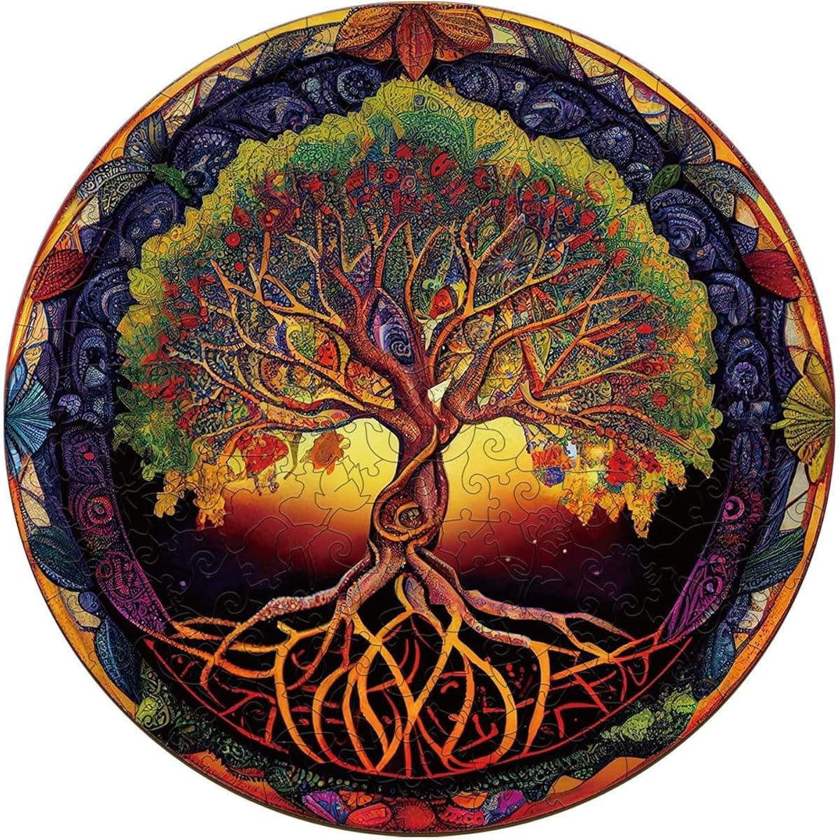 Wooden Jigsaw Puzzles for Adults: Unique Shape Tree of Life Puzzle, Mandala Wooden Puzzle for Adults, Best Round Wooden Puzzles, Crafthub Gifts for Kids and Adults, 12 x 12 Inch (200 Pieces)