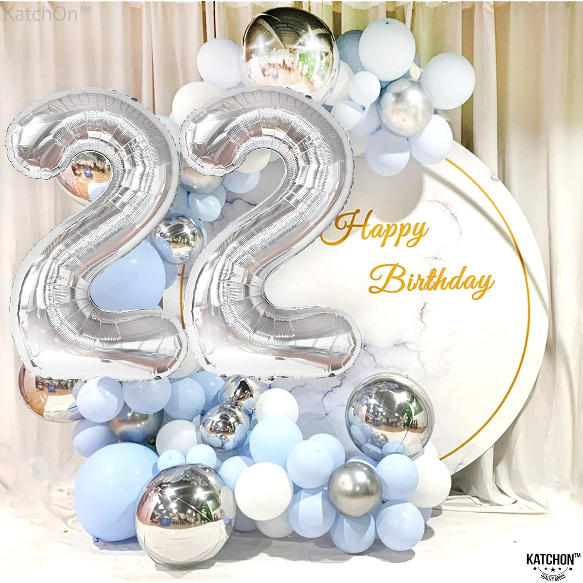 Silver Number 22 Foil Balloon