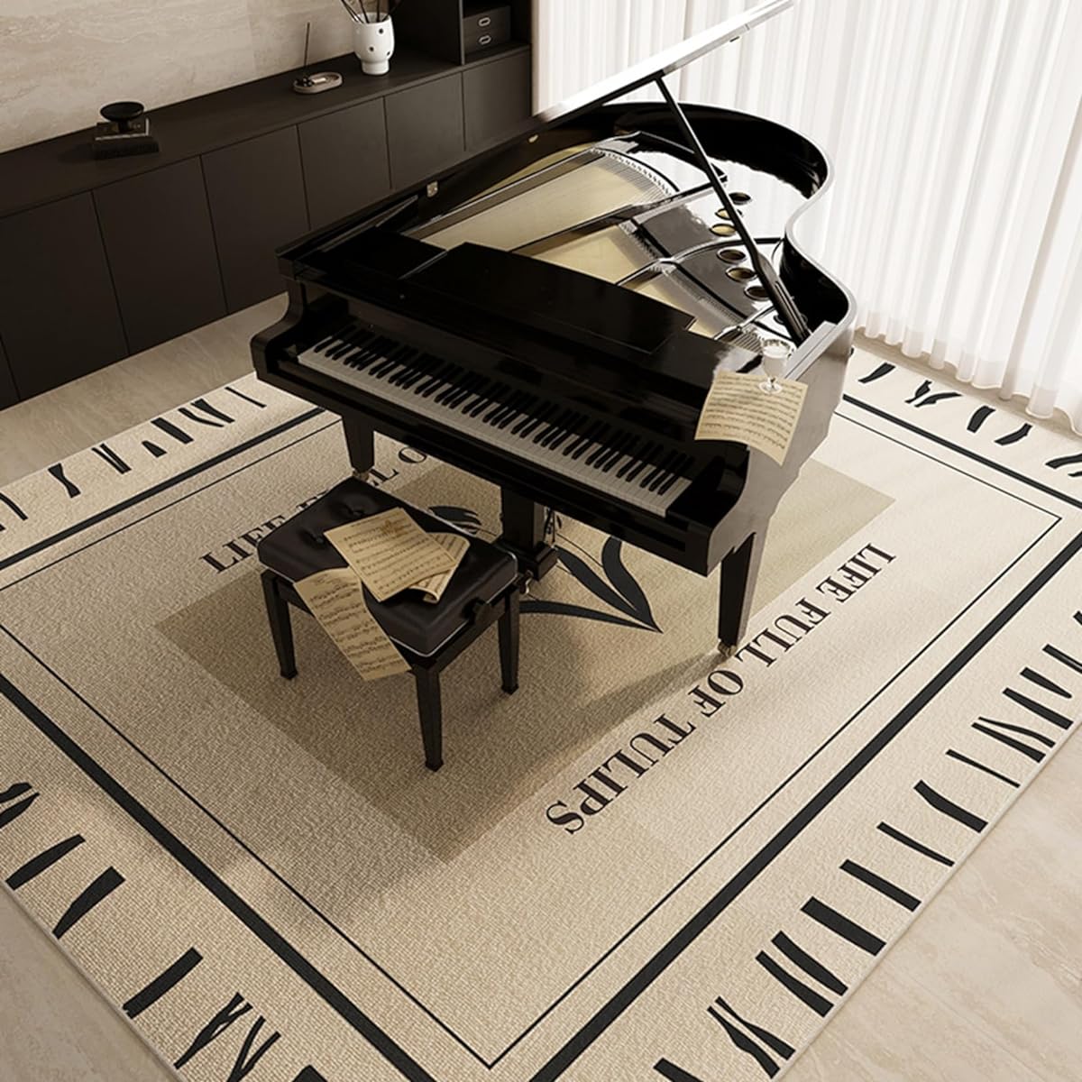 Piano rug, checkered pattern, striped pattern, carpet, mat, room carpet, piano mat, special mat, 180*180cm, non-slip, scratch-resistant, anti-slip, anti-slip, shock-absorbing, anti-vibration, shock-absorbing, soundproof, stylish, percussion, flooring