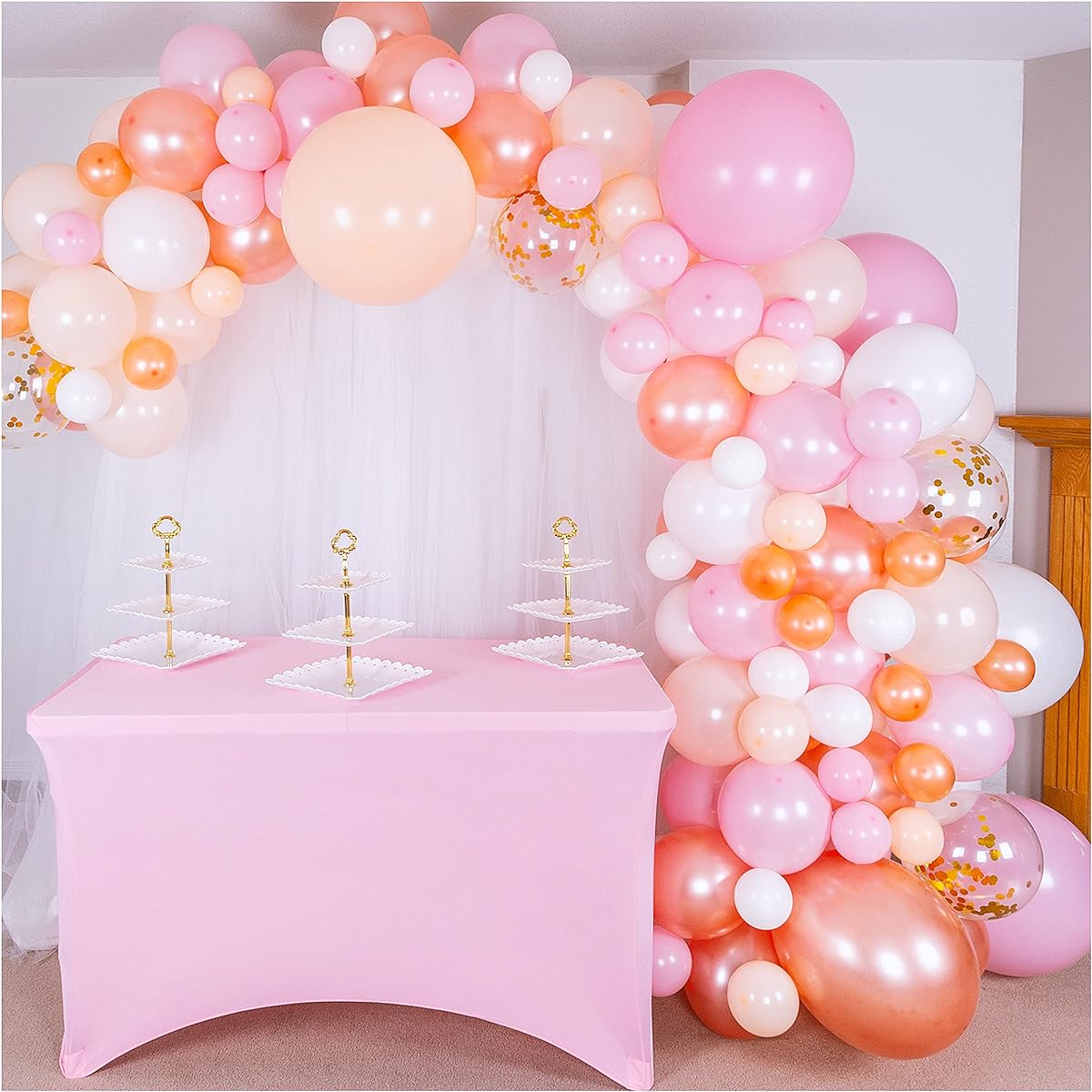 SHIMMER & CONFETTI Premium White, Pink, Rose Gold, Pink Balloon Garland Arch Kit for Birthday/Baby/Bridal Shower/Wedding Party Decorations