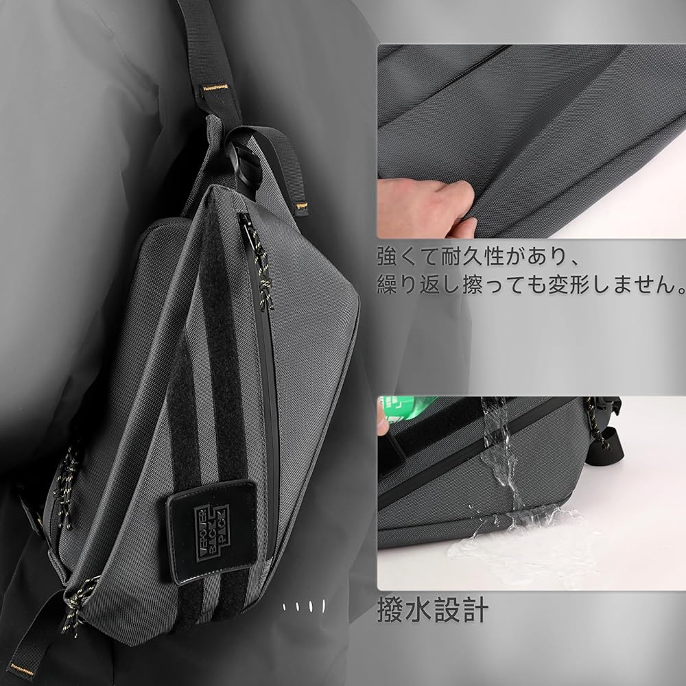 YOWUBA Body Bag, Men's, Large Capacity, Shoulder Bag, Waterproof, Shoulder Bag, Commuting to School, Commuting, Leisure, Sports, Bicycle, Crossbody Bag, Body Bag (Black)