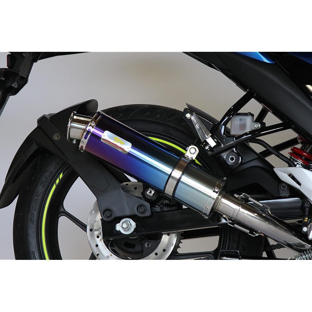 Realize GIXXER 150 Bike Muffler 8BK-ED131 Compatible with 2023 Model 22Racing Ti Titanium Muffler Blue Color Motorcycle Supplies Bike Parts Full Exhaust Full Exhaust Custom Parts Dress Up Replacement External Product Instruction Manual Included Deep Bass
