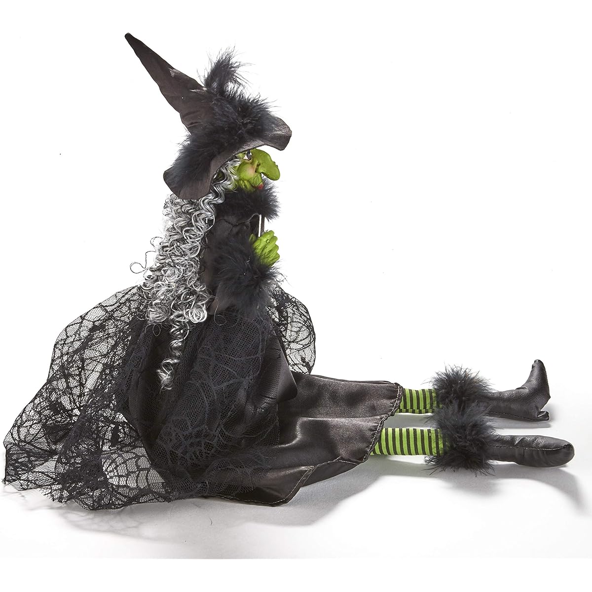The Lakeside Collection Halloween Witch Shelf Sitter Decoration Holding Believe in Magic Sign