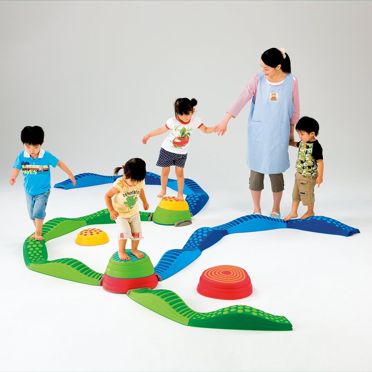 Balance beam set Composite balance play equipment Rainbow balance stone + wave balance beam Full set