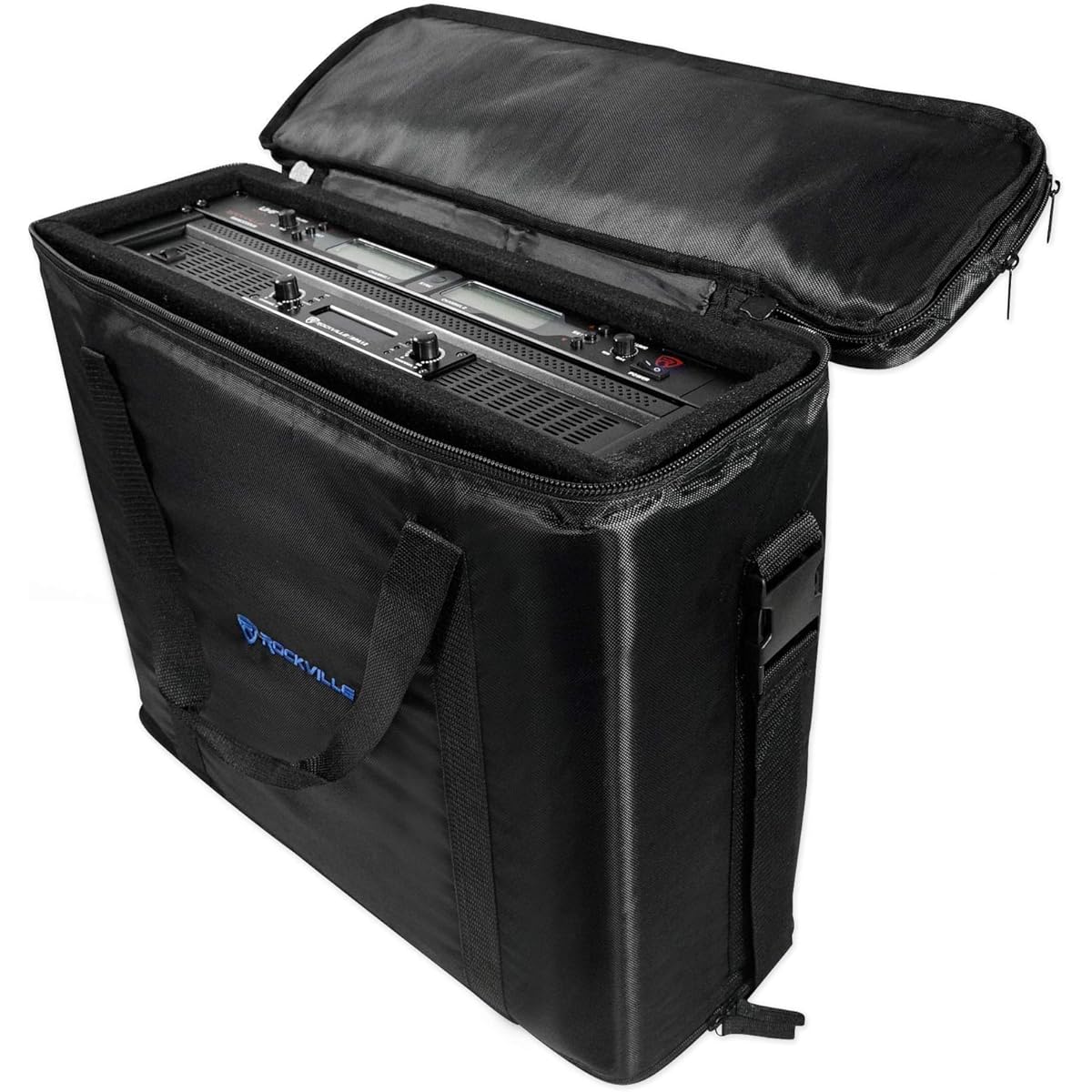 Rockville 3U Rack Bag Double Sided Case Depth 16 inches + Shoulder Strap (RRB35) Black