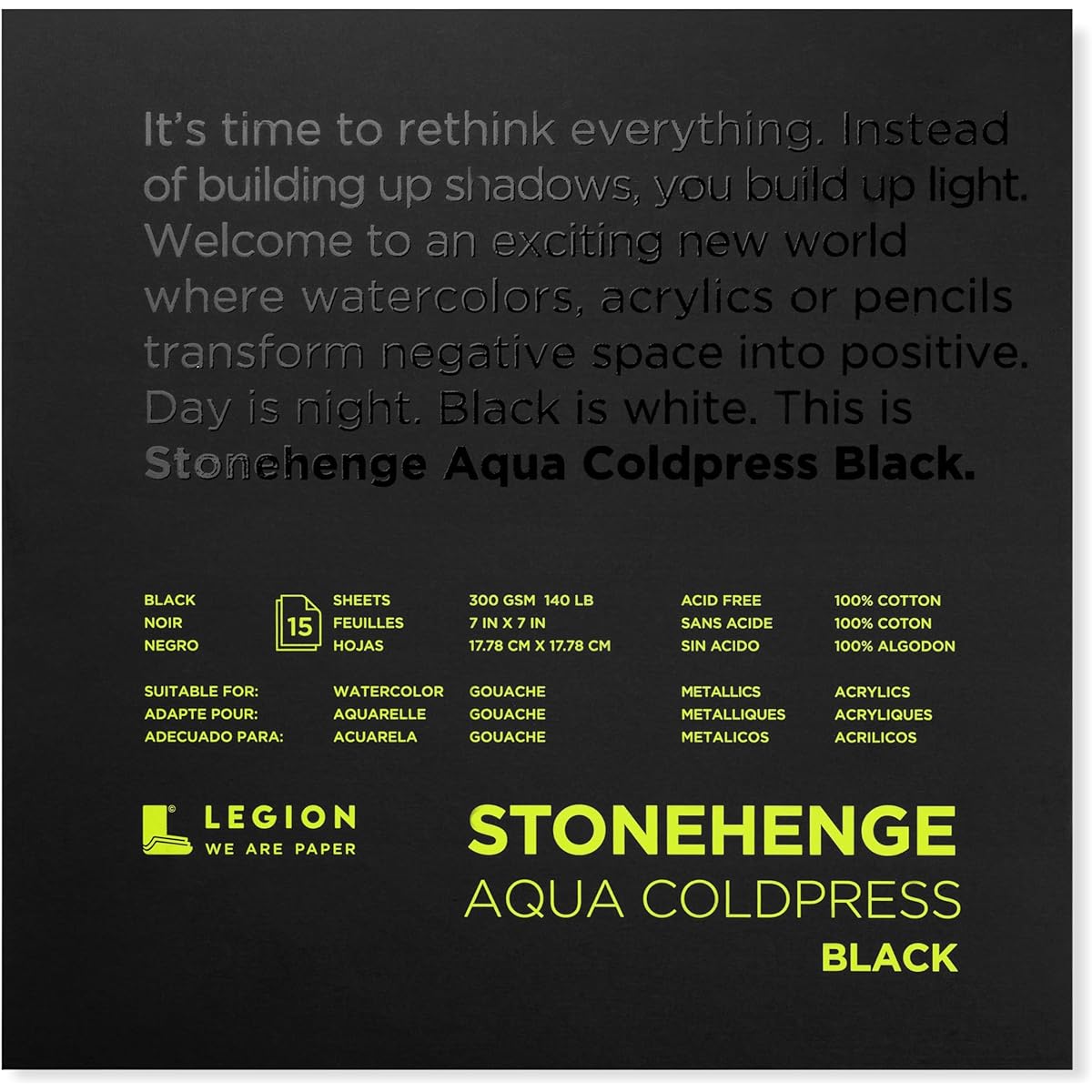 Stonehenge Aqua Black Pads, 140lb, Cold Pressed, 7 x 7 Inch, 15 Pads