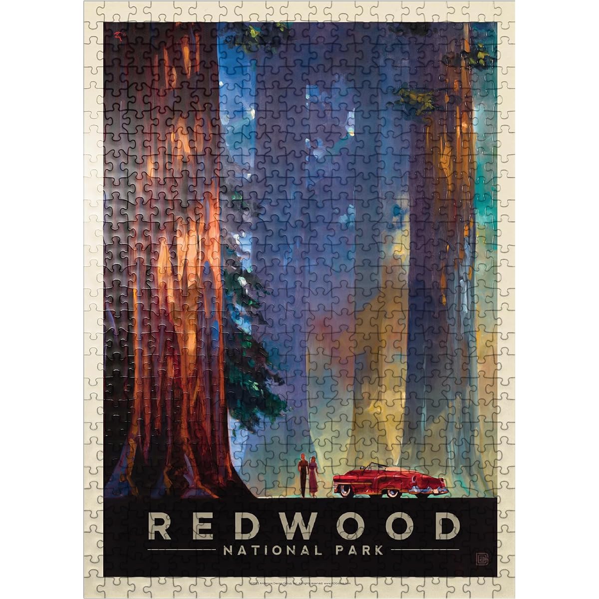 Redwood National Park: Vintage Poster Among the Giants - Premium 500 Piece Jigsaw Puzzle for Adults