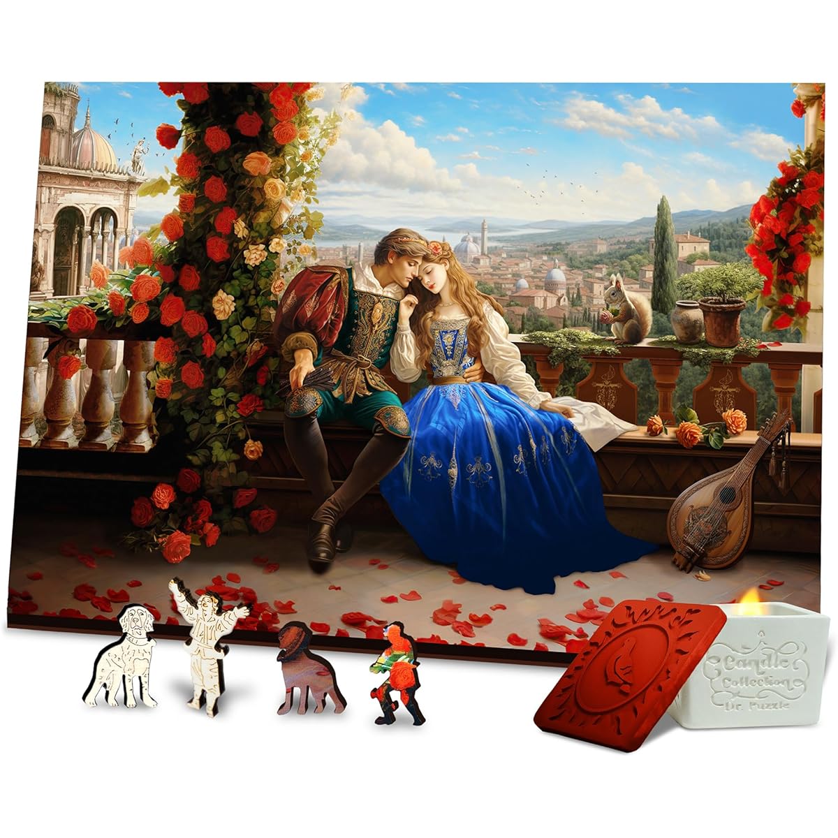 Doctor Puzzle Adult Wooden Puzzle - Unique Shape Double Sided Jigsaw Puzzle - with Natural Aroma Candle - Gristoma Gift Family Game 10 x 6 Inch - Romeo and Juliet 100 Pieces
