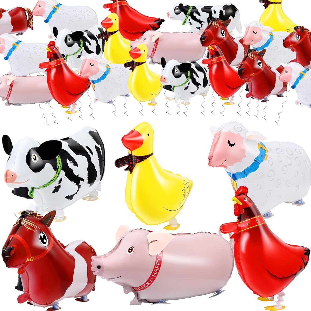 Farm Animal Balloons Walking on the Farm Farm Birthday Party Supplies Walking Balloons Animal Farm Kids BBQ Party Decorations Classroom Decor Horse Duck Rooster Cow Pig Sheep (120)