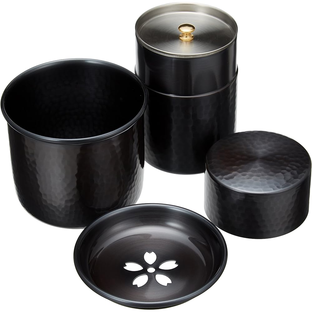 Shinkoukinzoku Tea Ceremony Set Black Copper Finish Teapot: (Capacity) 370ml, Kensui: (Capacity) 400ml, Tea Caddy: (Capacity) 150g Pure Copper Teapot, Kensui, Tea Caddy, Tea Cup, Tea Cup Set BC-124