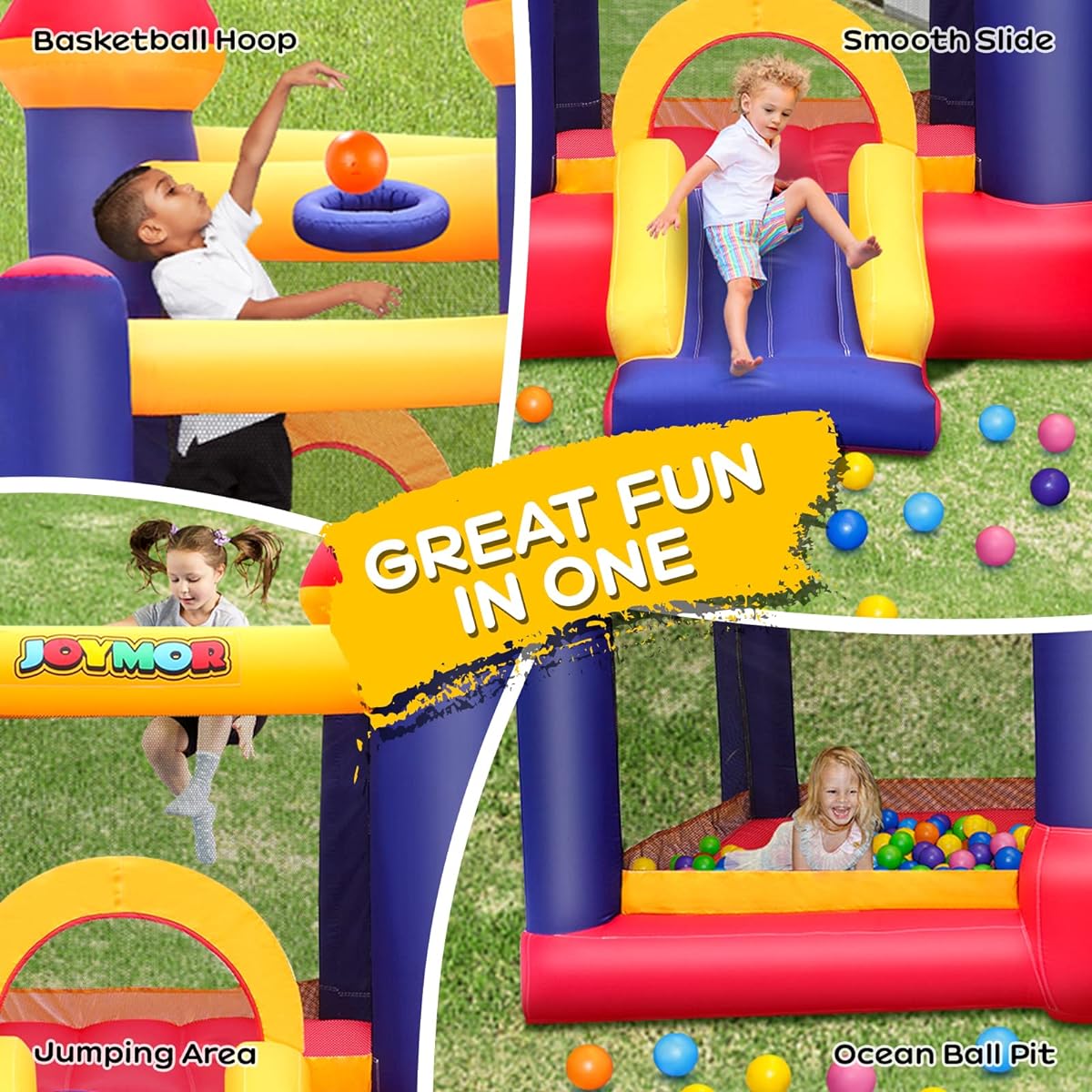 JOYMOR Bounce House for Little Kids Inflatable Bounce Castle Play Center with Air Blower Pump Jump'n Slide Bouncer (10' x 9')