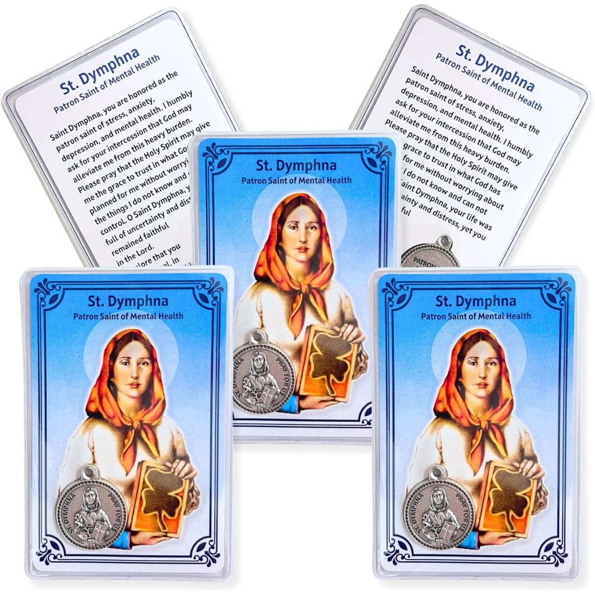 St. Daim Huna Catholic Prayer Card St. Daim Huna with Medal Wallet Size Prayer for Anxiety and Depression Women's Pocket Player Stress Relief Gift for Women and Men