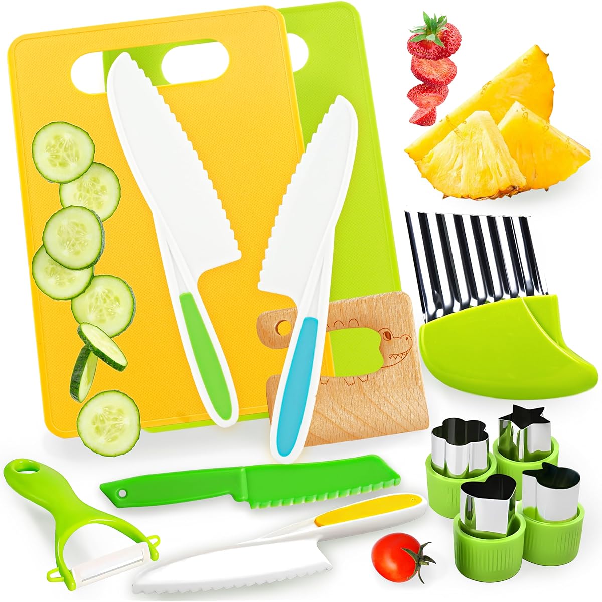 SMILESSKIDDO Montessori Kitchen Tools for Toddlers, 13 Pieces
