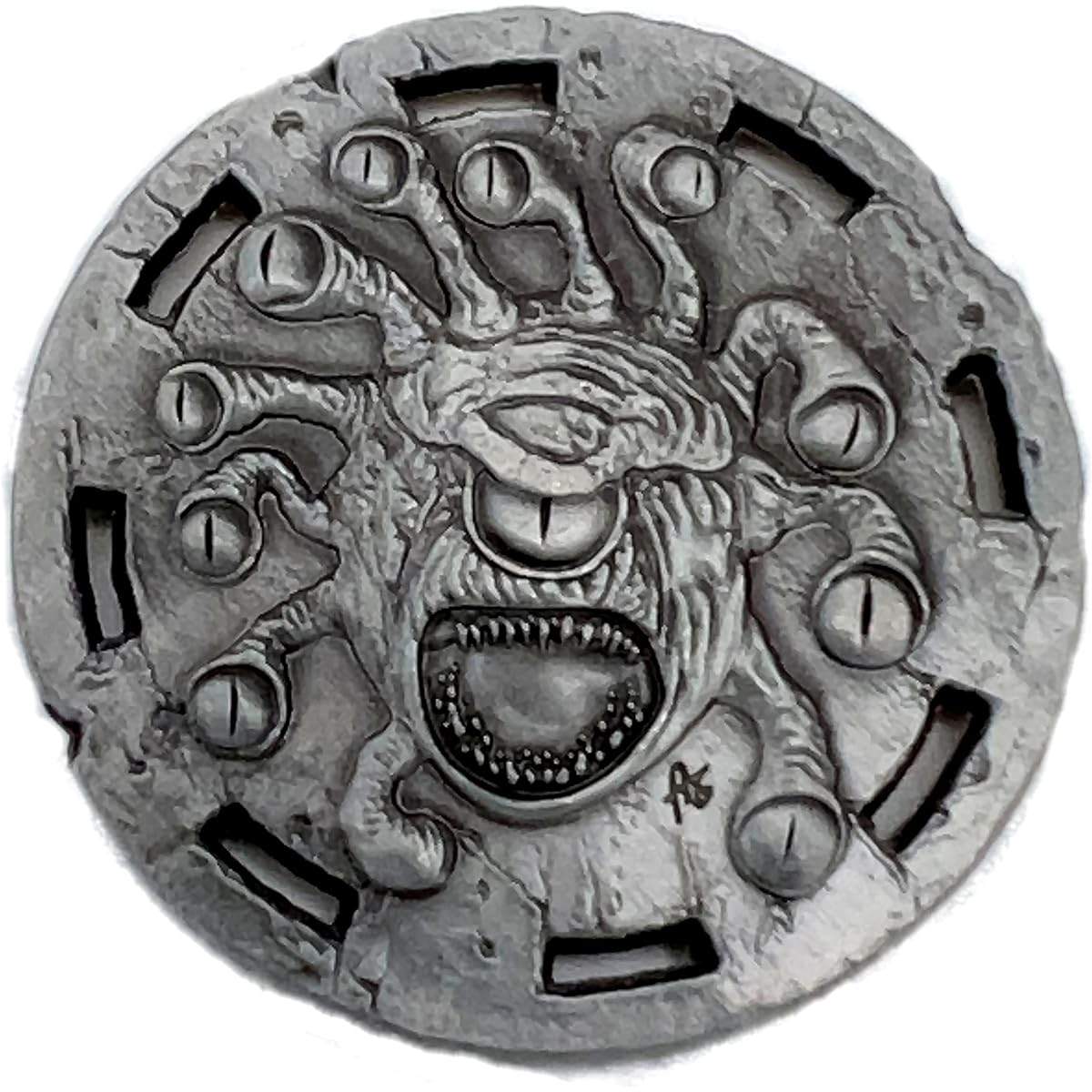 Cryptic Creative Silver Eye Tyrant Decision Coin D2 Head Tail - Yes-No RPG LARP