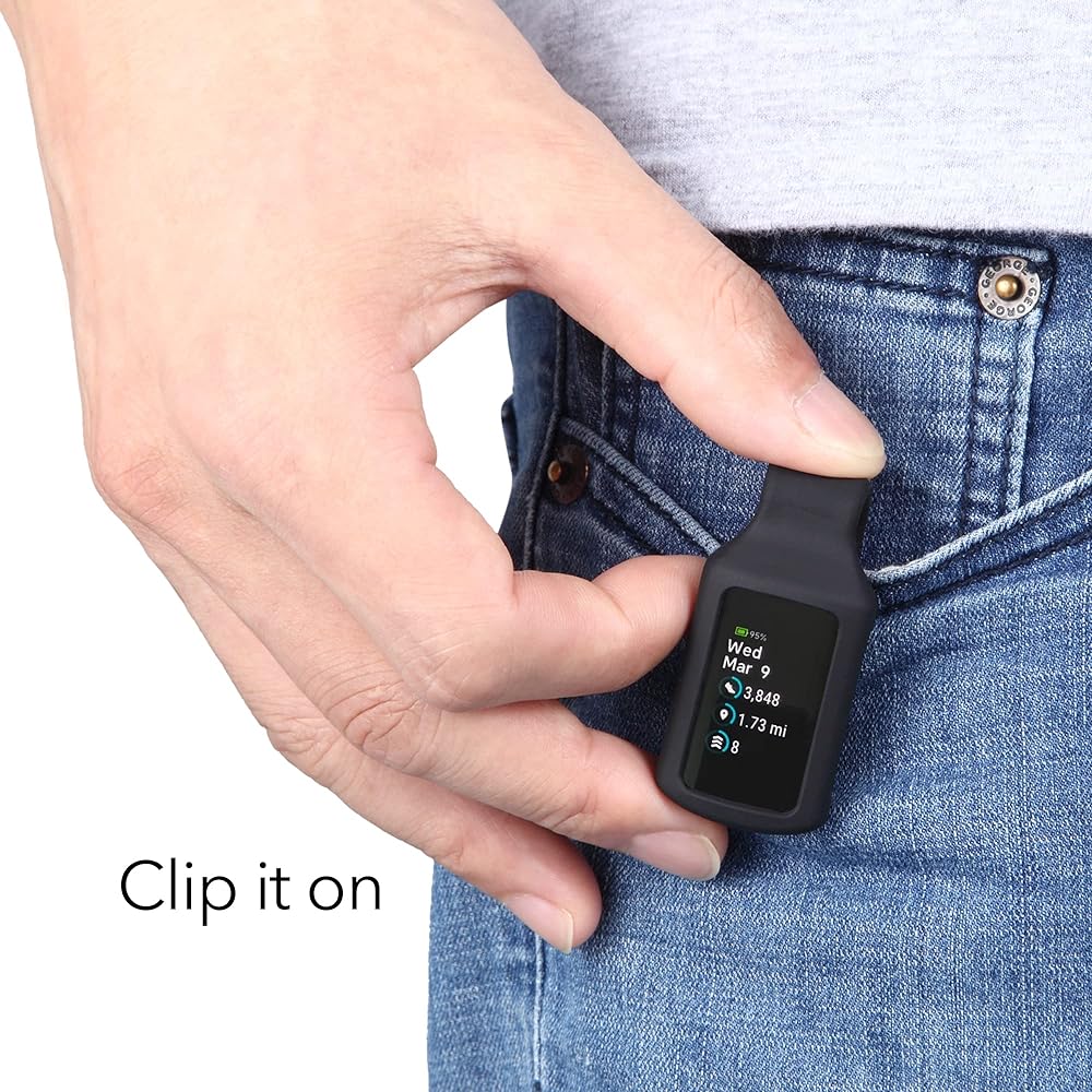 Wasserstein Clip Holder Compatible with Fitbit Charge 5 - Clip your Fitbit Anywhere (Black, 1 Pack)