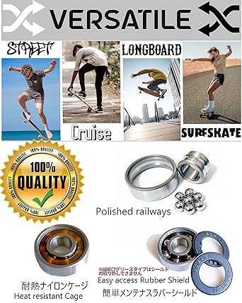 WalnutSkate Skateboard Bearings ABEC11/ABEC9/ABEC7/[Domestic Brand] Skateboard Inline Skate Longboard Surf Skate Cruiser Run Bike Low Viscosity Lube Speed SKATE BEARINGS (ABEC11 CERAMIC (BLACK))