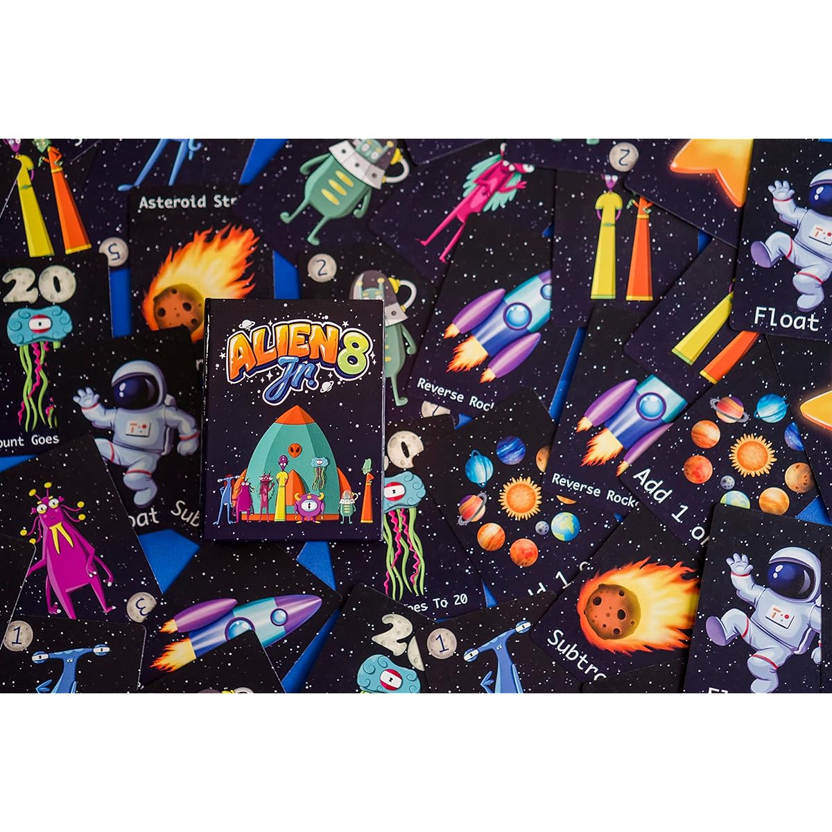 PBN'J Games LLC Alien8 Jr. - Fun Family Card Game Competitive Counting! - For ages 6-106, for 2-4 players