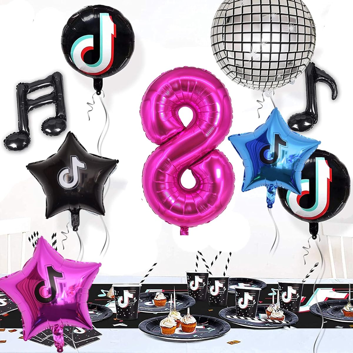 Musical Note Balloons Tic Toc Balloons 9 Pieces Music Party Decorations Girls Teens Birthday Party Karaoke Music Theme Decorations for Kids 8th Birthday