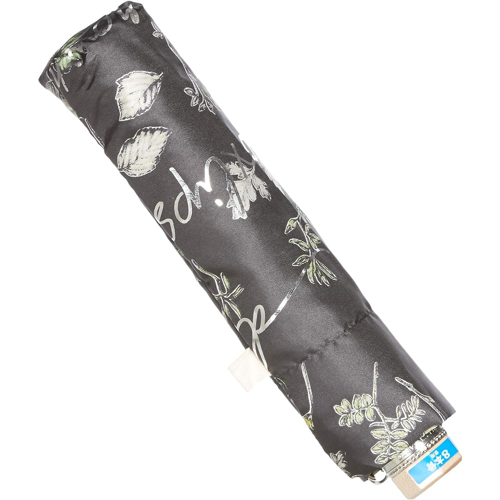 [Jill Stuart] AURORA JI-17731-31 Botanical foil letter print satin carbon 8 ribs folding umbrella ladies