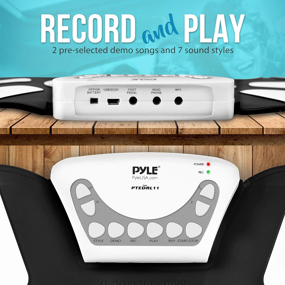 Pyle Electronic Roll-Up MIDI Drum Kit - Tabletop Roll-Up Drum Kit w/ 9 Electric Drum Pads, Foot Pedals, Drum Sticks, and Power Supply - Cheap, Discount Prices w/ Drum Electric Kit & Songs - Pyle PTEDRL11