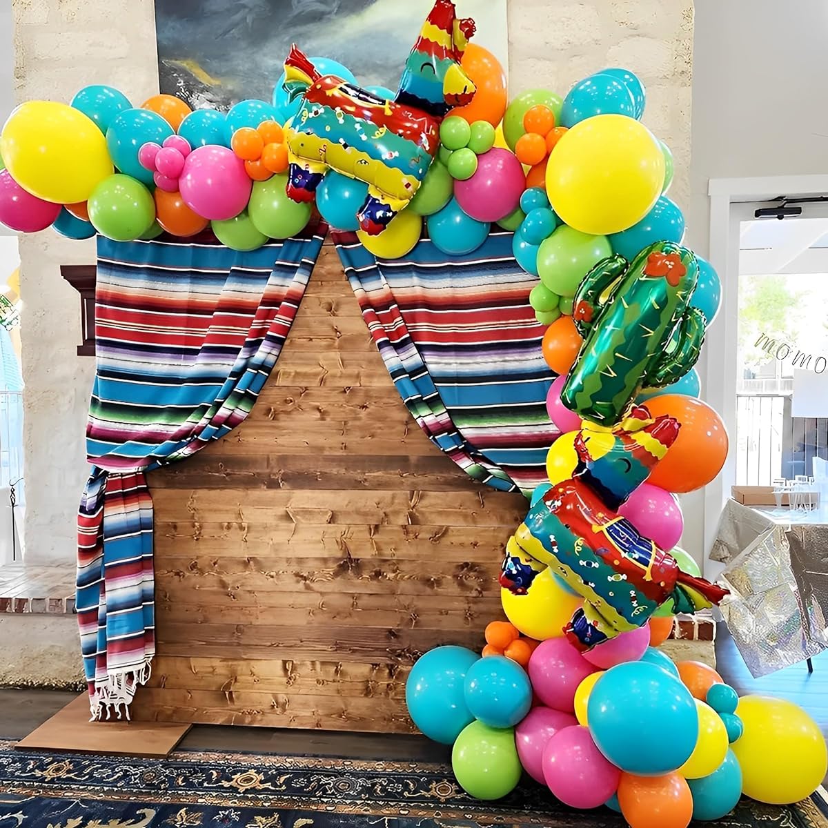 Cinco De Mayo Mexican Fiesta Party Decorations, 132pcs Fiesta Balloons Garland Arch Kit with Cactus Llama Foil Balloons for Baby Shower Birthday Mexica Cinco de Mayo Party Decor