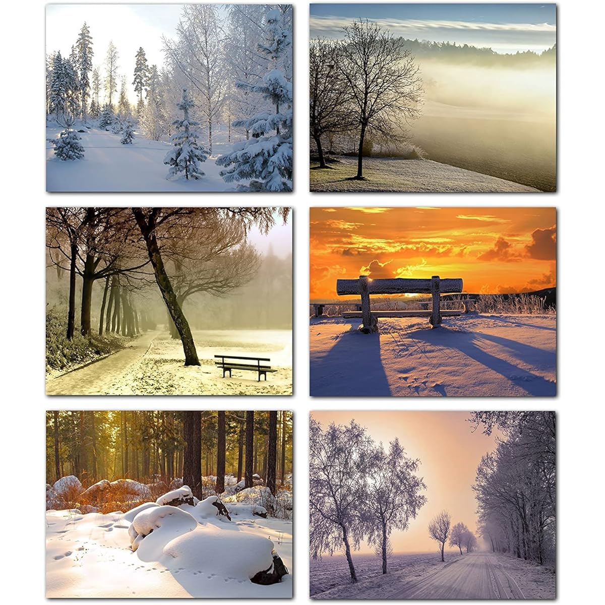 Small World Greetings Beautiful Winter Scenery Greeting Cards - Blank Inside with Envelopes - 6 Unique Designs - A2 Size (5.5"x4.25") - Pack of 24